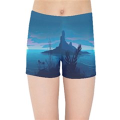 Ai Generated Ocean Sea Water Anime Nautical Kids  Sports Shorts by Ravend