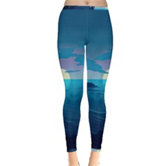 Ai Generated Ocean Sea Water Anime Nautical Inside Out Leggings by Ravend