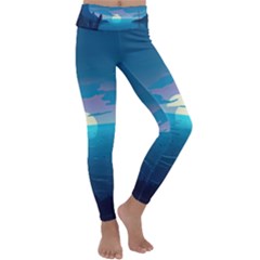 Ai Generated Ocean Sea Water Anime Nautical Kids  Lightweight Velour Classic Yoga Leggings by Ravend