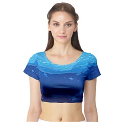 Ai Generated Ocean Sea Fish Underwater Water Short Sleeve Crop Top by Ravend