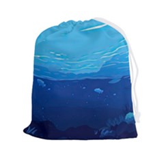 Ai Generated Ocean Sea Fish Underwater Water Drawstring Pouch (2xl) by Ravend