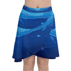 Ai Generated Ocean Sea Fish Underwater Water Chiffon Wrap Front Skirt by Ravend