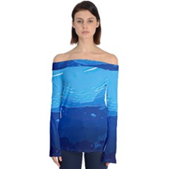 Ai Generated Ocean Sea Fish Underwater Water Off Shoulder Long Sleeve Top by Ravend