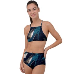 Glass Slipper Blues Fairytale High Waist Tankini Set by Ravend