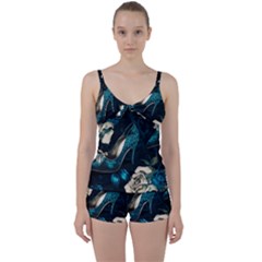 Glass Slipper Blues Fairytale Tie Front Two Piece Tankini by Ravend