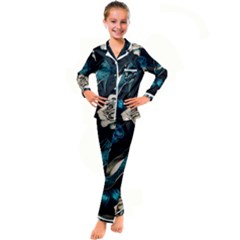 Glass Slipper Blues Fairytale Kid s Satin Long Sleeve Pajamas Set by Ravend