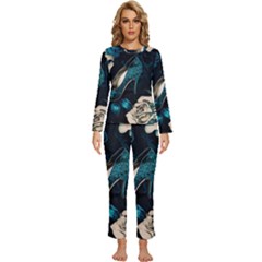 Glass Slipper Blues Fairytale Womens  Long Sleeve Lightweight Pajamas Set by Ravend