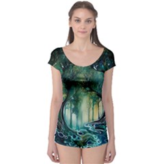 Trees Forest Mystical Forest Nature Boyleg Leotard  by Ravend