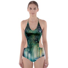 Trees Forest Mystical Forest Nature Cut-out One Piece Swimsuit by Ravend