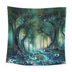 Trees Forest Mystical Forest Nature Square Tapestry (large) by Ravend