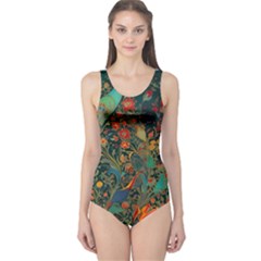 Ai Generated Flowers Trees Forest Mystical Forest One Piece Swimsuit by Ravend