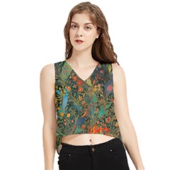 Ai Generated Flowers Trees Forest Mystical Forest V-neck Cropped Tank Top by Ravend