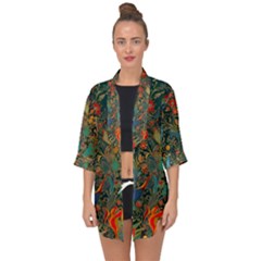 Ai Generated Flowers Trees Forest Mystical Forest Open Front Chiffon Kimono by Ravend