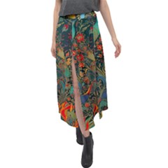 Ai Generated Flowers Trees Forest Mystical Forest Velour Split Maxi Skirt by Ravend