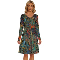 Ai Generated Flowers Trees Forest Mystical Forest Long Sleeve Dress With Pocket by Ravend