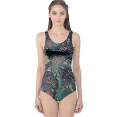 Ai Generated Flower Trees Forest Mystical Forest One Piece Swimsuit by Ravend