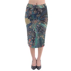 Ai Generated Flower Trees Forest Mystical Forest Midi Pencil Skirt