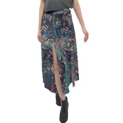 Ai Generated Flower Trees Forest Mystical Forest Velour Split Maxi Skirt by Ravend