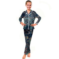 Ai Generated Flower Trees Forest Mystical Forest Kid s Satin Long Sleeve Pajamas Set by Ravend