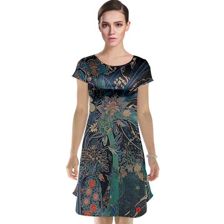 Ai Generated Flower Trees Forest Mystical Forest Cap Sleeve Nightdress