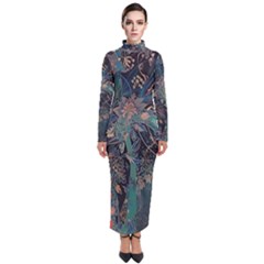 Ai Generated Flower Trees Forest Mystical Forest Turtleneck Maxi Dress by Ravend