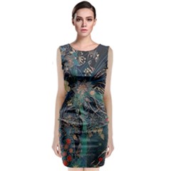 Ai Generated Flower Trees Forest Mystical Forest Sleeveless Velvet Midi Dress