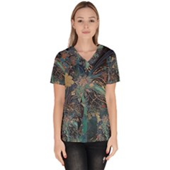 Ai Generated Flower Trees Forest Mystical Forest Women s V-neck Scrub Top by Ravend