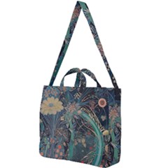 Ai Generated Flower Trees Forest Mystical Forest Square Shoulder Tote Bag by Ravend