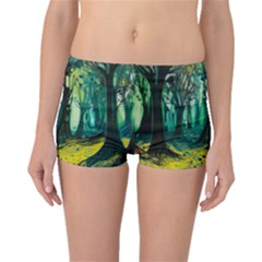 Ai Generated Trees Forest Mystical Forest Nature Art Boyleg Bikini Bottoms by Ravend