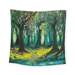 Ai Generated Trees Forest Mystical Forest Nature Art Square Tapestry (small) by Ravend