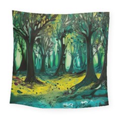 Ai Generated Trees Forest Mystical Forest Nature Art Square Tapestry (large) by Ravend