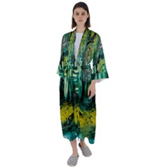 Ai Generated Trees Forest Mystical Forest Nature Art Maxi Satin Kimono by Ravend