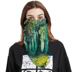 Ai Generated Trees Forest Mystical Forest Nature Art Face Covering Bandana (triangle) by Ravend