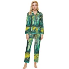 Ai Generated Trees Forest Mystical Forest Nature Art Womens  Long Sleeve Velvet Pocket Pajamas Set