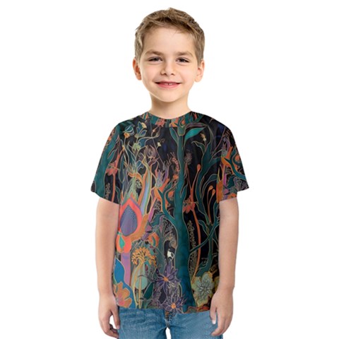 Ai Generated Trees Forest Mystical Forest Nature Kids  Sport Mesh Tee by Ravend