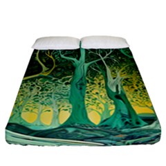 Nature Trees Forest Mystical Forest Jungle Fitted Sheet (california King Size) by Ravend