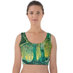 Nature Trees Forest Mystical Forest Jungle Velvet Crop Top by Ravend