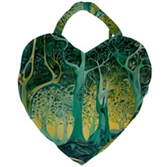 Nature Trees Forest Mystical Forest Jungle Giant Heart Shaped Tote by Ravend