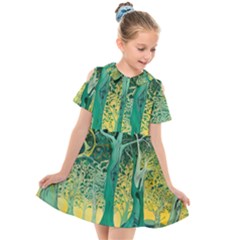 Nature Trees Forest Mystical Forest Jungle Kids  Short Sleeve Shirt Dress by Ravend