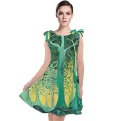 Nature Trees Forest Mystical Forest Jungle Tie Up Tunic Dress by Ravend