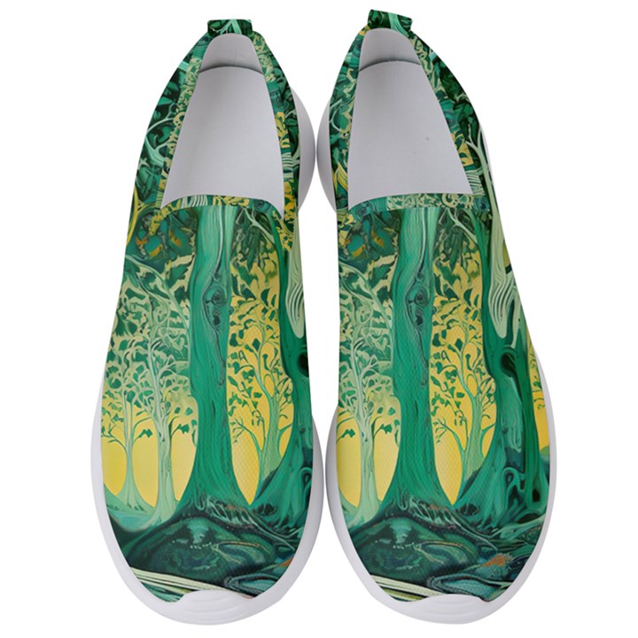 Nature Trees Forest Mystical Forest Jungle Men s Slip On Sneakers