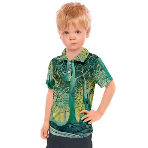 Nature Trees Forest Mystical Forest Jungle Kids  Polo Tee by Ravend