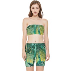 Nature Trees Forest Mystical Forest Jungle Stretch Shorts And Tube Top Set by Ravend