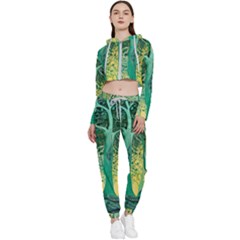 Nature Trees Forest Mystical Forest Jungle Cropped Zip Up Lounge Set by Ravend