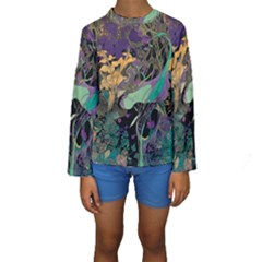 Ai Generated Flowers Trees Forest Mystical Forest Pattern Kids  Long Sleeve Swimwear by Ravend