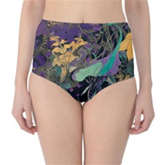 Ai Generated Flowers Trees Forest Mystical Forest Pattern Classic High-waist Bikini Bottoms by Ravend