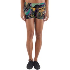 Ai Generated Flowers Trees Forest Mystical Forest Pattern Yoga Shorts by Ravend