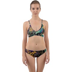 Ai Generated Flowers Trees Forest Mystical Forest Pattern Wrap Around Bikini Set by Ravend