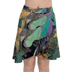 Ai Generated Flowers Trees Forest Mystical Forest Pattern Chiffon Wrap Front Skirt by Ravend