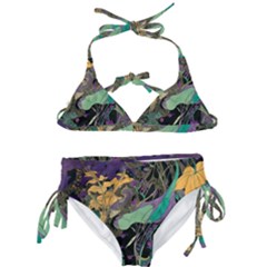 Ai Generated Flowers Trees Forest Mystical Forest Pattern Kids  Classic Bikini Set by Ravend